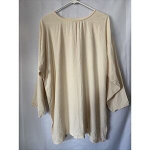 EILEEN FISHER Vintage Laundered Crinkle Rayon Long Sleeve Blouse SZ 2 (2XL)Cream